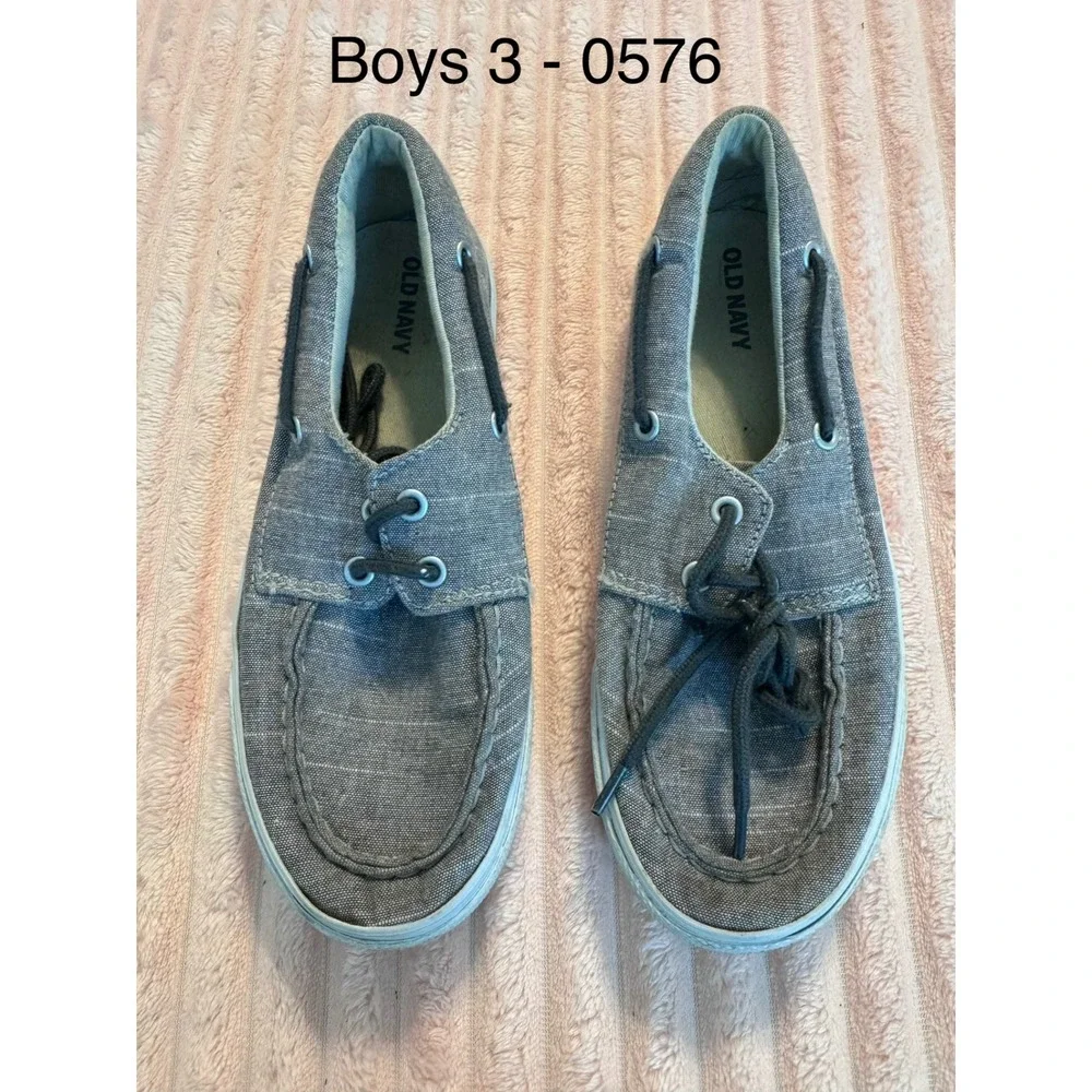 Old Navy Boys Boat Shoes Gray Canvas Lace Up Loafers Size 3 Toddler 0576